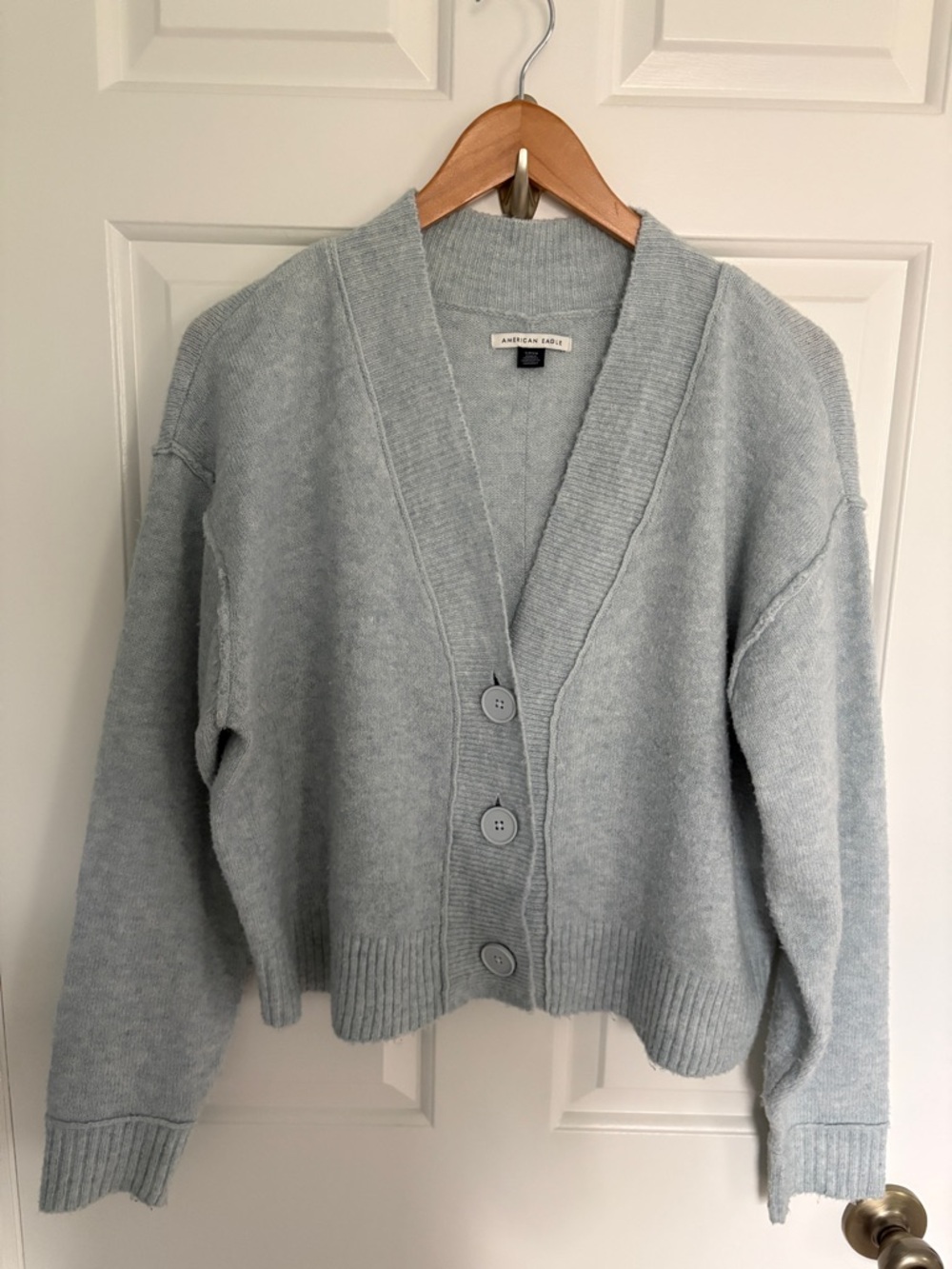 American Eagle Outfitters Small Pale Blue Button-Front Cardigan